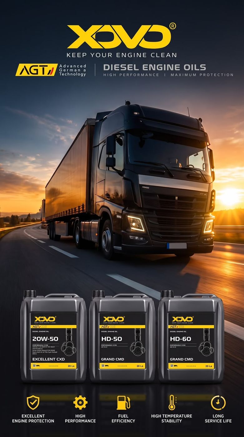 XOVO diesel engine oils with a truck